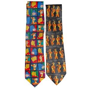 Vintage Winnie the Pooh &‎ Tigger Disney Ties Mens Necktie Set 2